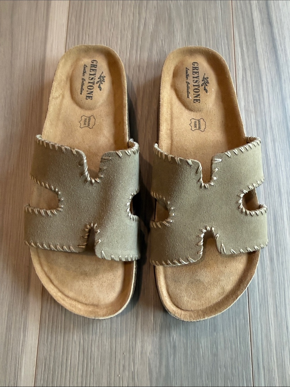 Greystone Women's Erthie Slide Leather Sandals Size 8.5